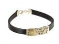 Golan Leather Men Bracelet with Sterling Silver Hebrew Shema Yisrael Prayer