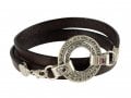 Golan Men Triple Wrap Leather Bracelet with Silver Ana Bekoach Aaron Blessing