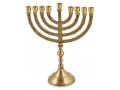 Gold Chanukah Menorah with Engraved Branches, for Candles - 10 Inches