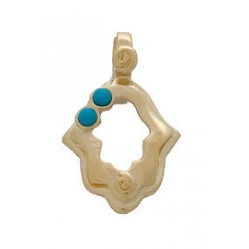 Gold Filled Turquoise Hamsa Pendant