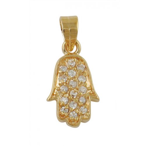 Gold Filled Zirconium Hamsa Pendant