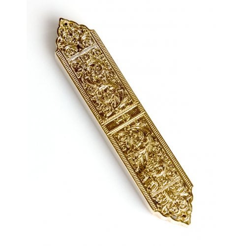 Gold Finish Artistic Mezuzah Case - Replica of Israel Museum Marrakesh Menorah