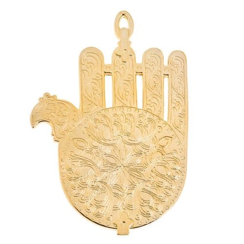 Gold Plated Wall Hamsa Based on Morocco Synagogue Lamp Decoration - Israel Museum