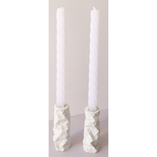 Graciela Noemi Handcrafted Origami Shabbat Candlesticks - Granite