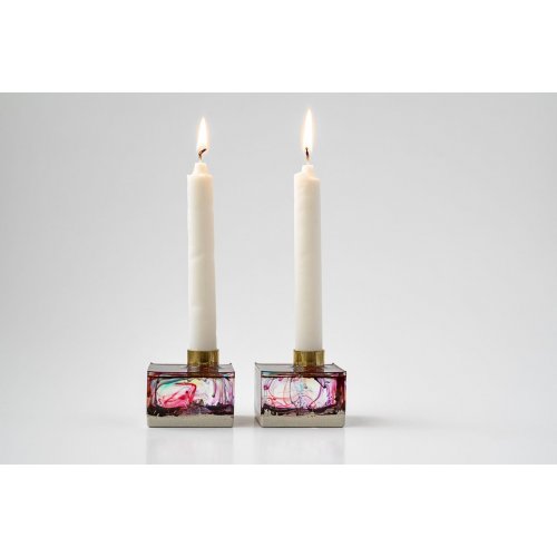 Graciela Noemi Handcrafted Transparent Resin Candlesticks - Deep Red