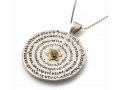 HaAri Kabbalah Wheel Pendant Necklace Silver & Gold, Hand Engraved Divine Names