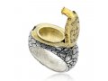 HaAri Silver and Gold Signet Snake Ring, Kabbalah Engravings and a Secret Drawer