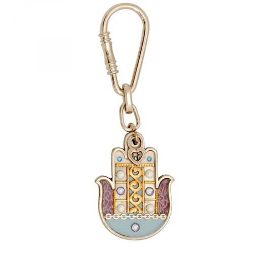 Hamsa Key Chain Swarovski crystals by Ester Shahaf