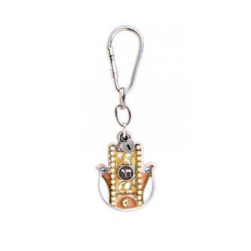 Hamsa Key Chain with Chai by Ester Shahaf