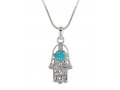 Hamsa Necklace with Turquoise Stones