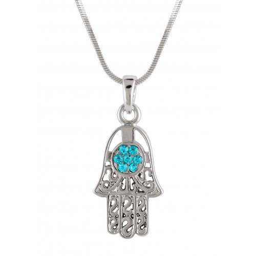 Hamsa Necklace with Turquoise Stones