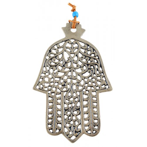 Hamsa Wall Decoration with Cutout Filigree Leaf Design