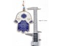 Hamsa Wall Decoration with English Home Blessing and Flowers - Blue and White