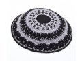 Hand Knitted Premium DMC Cotton Kippah - Gray and Black Design