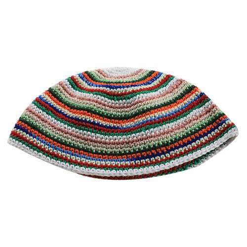 Hand Made Frik Kippah with Colorful Stripes