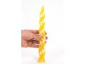 Handmade Braided Beeswax Havdalah Candle - Yellow and White