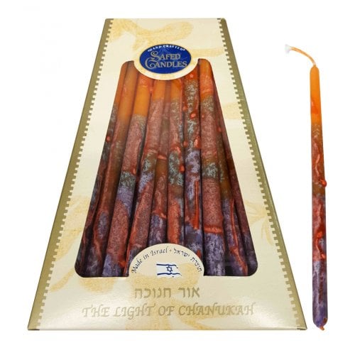 Handmade Dripless Hanukkah Candles - Red and Orange Fiery Colors