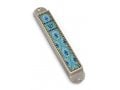 Iris Design Handcrafted Pewter & Enamel Beaded Mezuzah Case - Floral Ovals