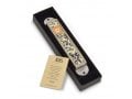 Iris Design Handcrafted Pewter & Enamel Beaded Mezuzah Case - Florals on Black