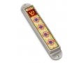 Iris Design Handmade Pewter Enamel Beaded Mezuzah Case - Flowers