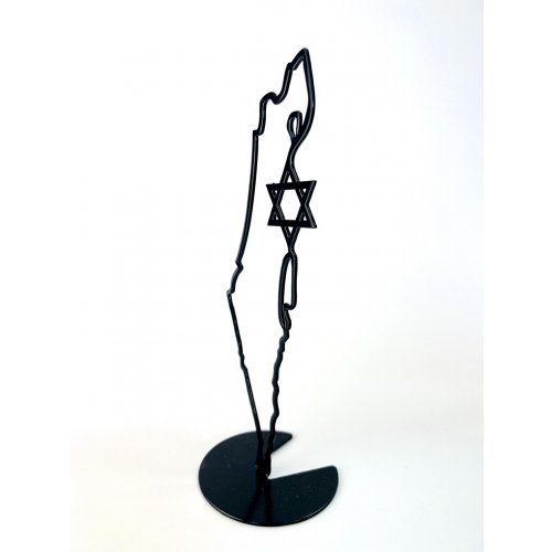 Iris Design Stand-Alone Table Sculpture, Map of Israel Outline with Star of David