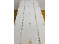 Ivory Colored Tablecloth with Shabbat Shalom & Judaic Symbols - Gold