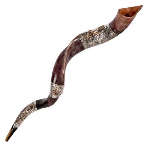 Jerusalem Motif Sterling Silver Yemenite Shofar