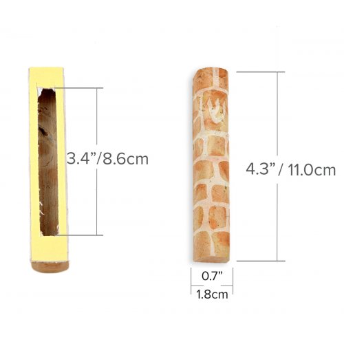 Jerusalem Stone Mezuzah Case with Western Wall Image, Brown and White - 4.3