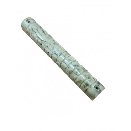 Jerusalem Stone Round Mezuzah Case, Set of 4 with Western Wall - 5.9