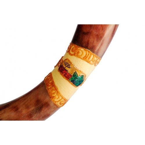 Jumbo Yemenite Hand Painted Shofar - Colorful Jerusalem