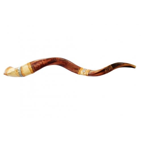 Jumbo Yemenite Hand Painted Shofar - Jerusalem Design