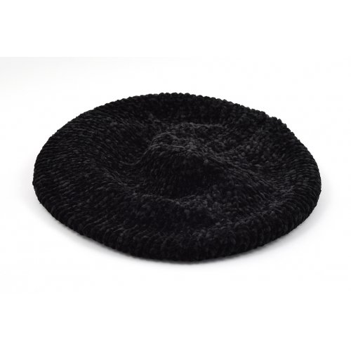 Knitted Women's Snood Beret with Inner Elastic Drawstring - Black