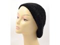 Knitted Women's Snood Beret with Inner Elastic Drawstring - Black with Silver