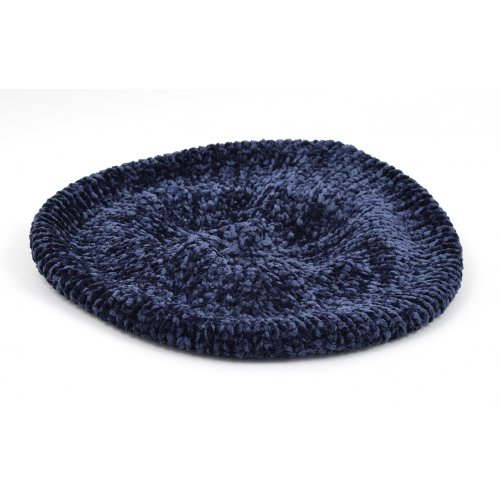 Knitted Women's Snood Beret with Inner Elastic Drawstring - Blue