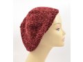 Knitted Women's Snood Beret with Inner Elastic Drawstring - Maroon