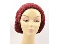 Knitted Women's Snood Beret with Inner Elastic Drawstring - Maroon with Silver