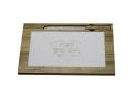 Light Brown Wood Challah Board with White Marble Plaque - Comes with Knife