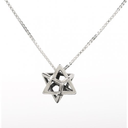 Merkaba Charm Necklace 3D Sacred Geometry Star Tetrahedron in Sterling Silver