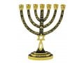 Messianic Seal Gold Tone Seven Branch Menorah Grafted Star of David - Green