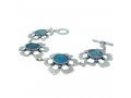 Michal Kirat Bracelet with Roman Glass Flower Set in Sterling Silver Flowers