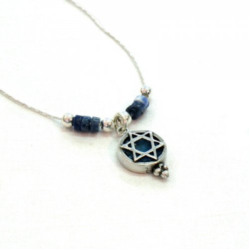 Michal Kirat Silver Star of David with Roman Glass Decoration and Demorterite Beads