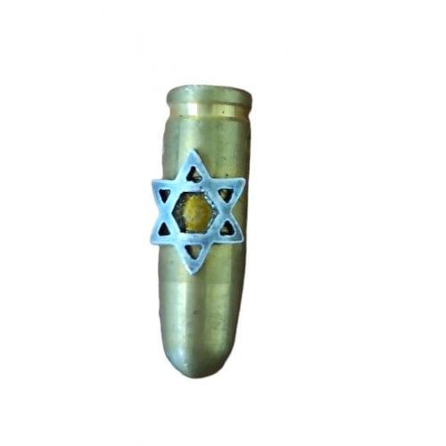 Necklace, Israeli Army Bullet Bronze Pendant with Star of David - Ball Chain