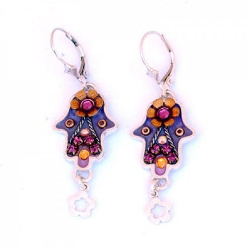 Oriental Hamsa Earrings in Silver by Ester Shahaf