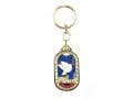 Oval Gold Frame Keychain - White Dove and Jerusalem Image