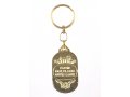 Oval Gold Frame Keychain - White Dove and Jerusalem Image