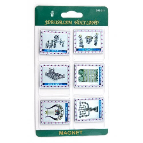 Pack of Six Luminous Silver Holy Land Fridge Magnets - Bible Scenes