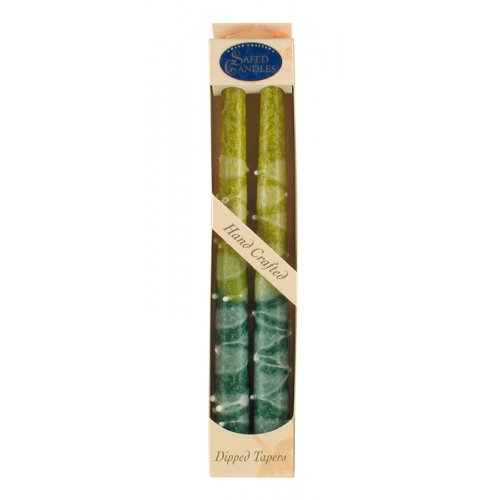 Pair of Galilee Handcrafted Decorative Taper Candles - Shades of Green