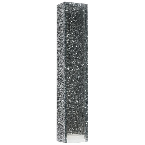 Perspex Mezuzah Case of Glittering Gray Silver, Silver Shin - Scroll of 12 cm