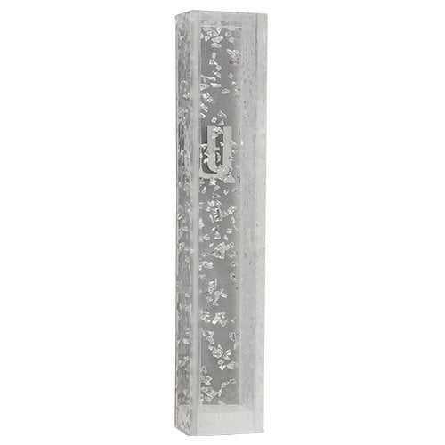 Perspex Transparent Plastic Mezuzah Case, Colored Confetti Design - 12 cm Scroll