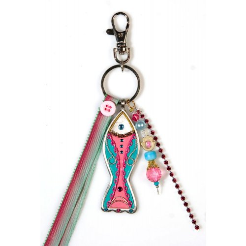 Pink Fish Keychain by Ester Shahaf